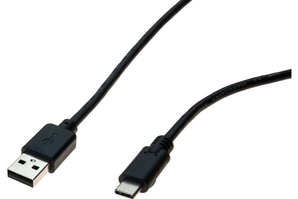 Cordon USB 2.0 type A / C noir 1,0 m