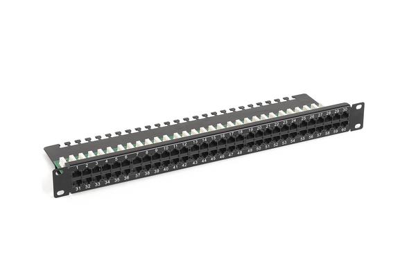 Panneau téléphonique 1U avec support arrière, noir, 25 ports câblés