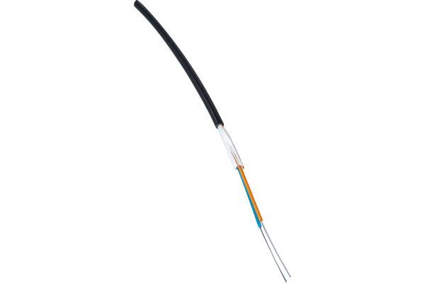 Câble int/ext SM LT, 250 µm str. libre tubée, armé verre, LSZH, 24 FO, OS2, noir