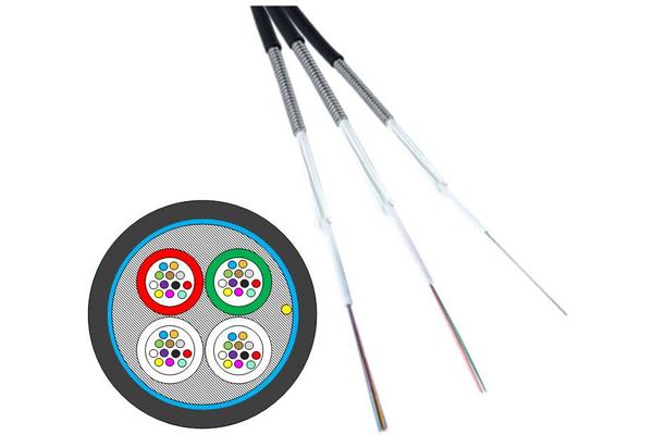 Câble ext SM LT, 250 µm str. libre tubée, armé acier, PeHD, 6 FO, OS2, noir