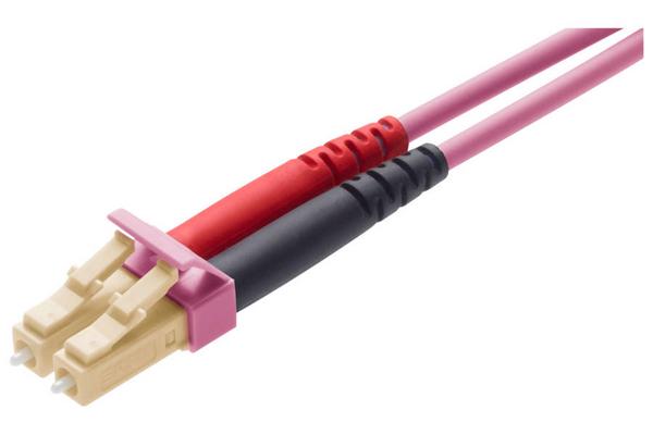 Jarretière opt. MM 50/125 OM4 LC/LC duplex zip, Grade B, magenta, 2x4,1 mm², 3 m