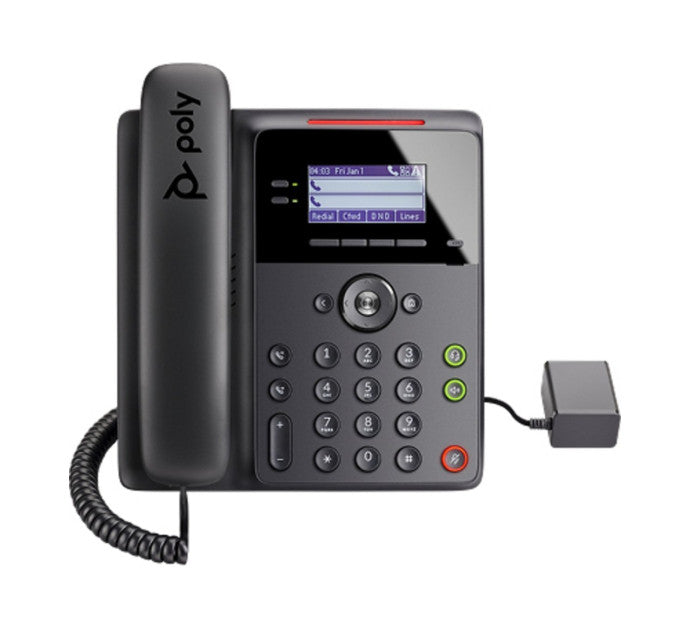 HP Poly Edge B10 IP Phone with Power Supply PRC téléphone fixe Noir 2 lignes LCD