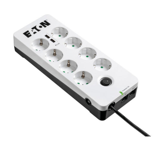 EATON Protection surtension 2500 W - 8 sorties 220 - 250 V - Noir,Blanc (PB8TUD)