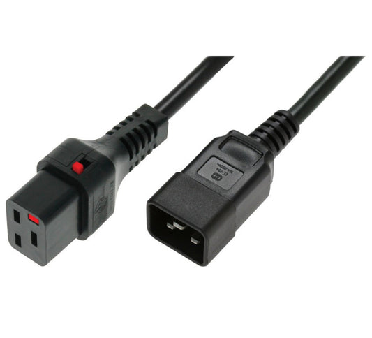 Rallonge secteur C20 / C19 à verrouillage noire - 3,0 m