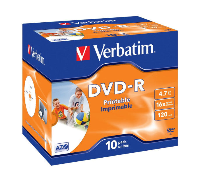 Boite de 10 dvd-r 16x 4,7GB verbatim imprim.