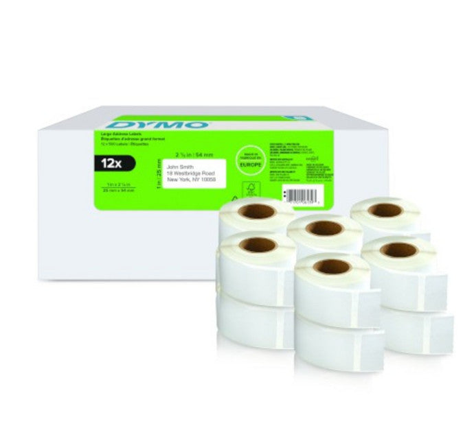 DYMO Etiquettes LabelWriter 12 x 500 étiquettes