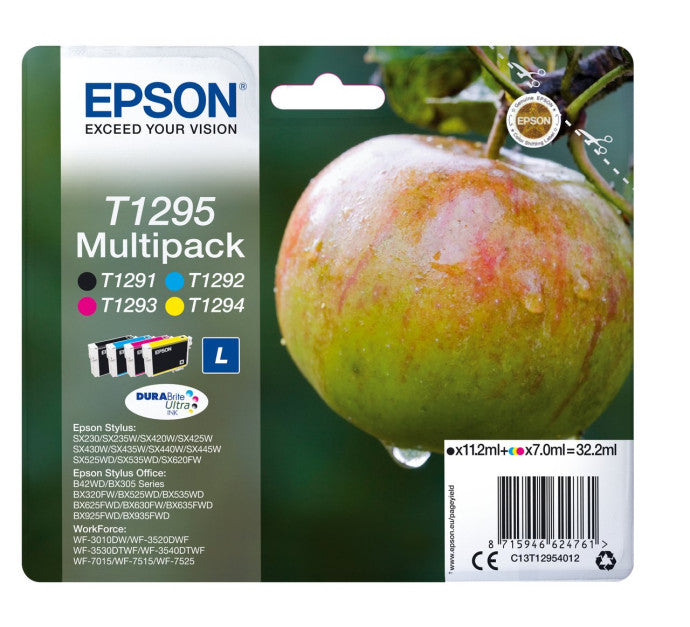 Cartouche EPSON C13T12954012 T1295 - Noir + 3 couleurs