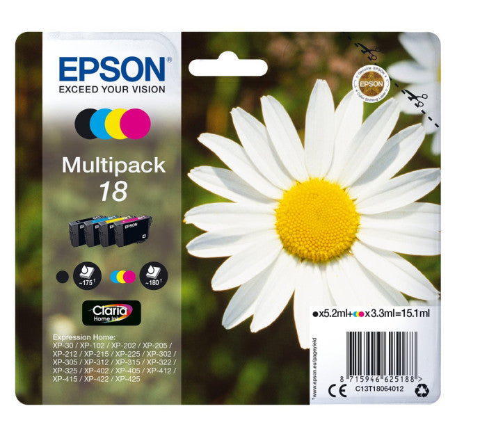 Cartouche EPSON C13T18064012 - Noir + 3 couleurs