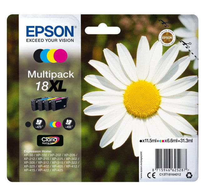 Cartouche EPSON C13T18164012 18XL - Noir + 3 couleurs