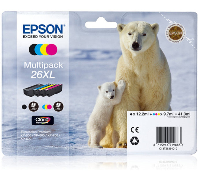 Cartouche EPSON C13T26364020 26XL - Noir + 3 couleurs