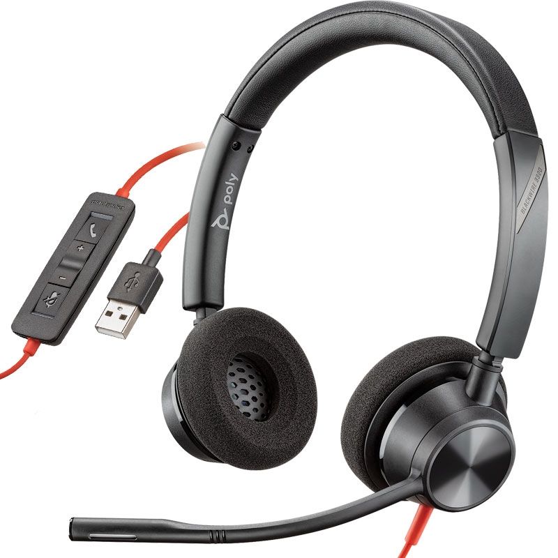 HP Poly Blackwire 3320 USB-A Headset Avec fil Arceau Bureau/Centre d'appels USB Type-A Noir