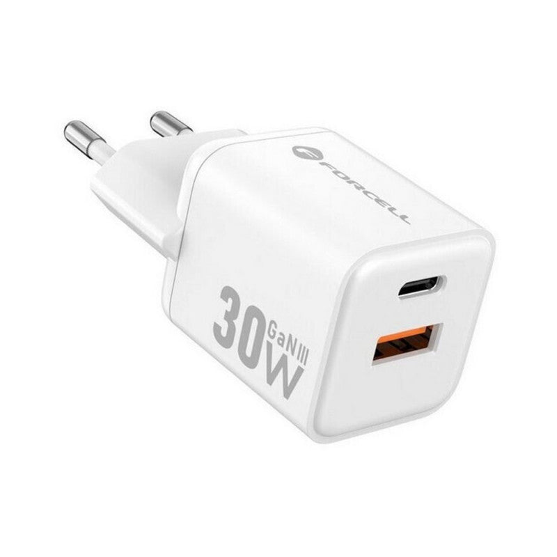 Forcell - Adaptateur Secteur 2 Ports (Port Type A et Type C, 30W, Blanc) Emballage Original