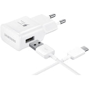 Samsung EP-TA20EWECG - Chargeur Secteur Complet - Adaptateur Fast Charge 2A & Câble USB Type-C - Blanc (Emballage Original)