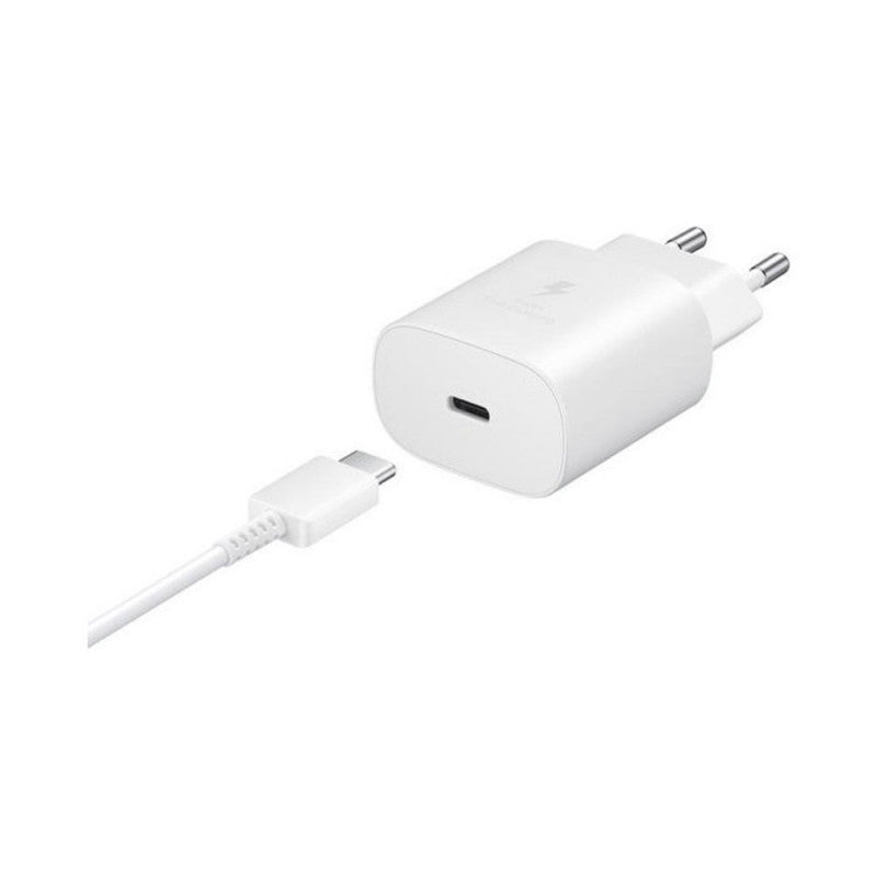 Samsung - Chargeur Secteur, Adaptateur USB Type C Fast Charge 25W & Câble USB Type C - Blanc (Emballage Original)