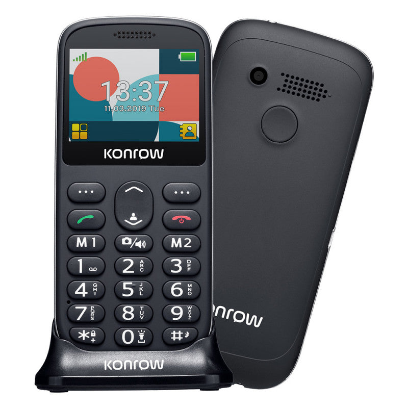 Konrow Senior 231 (Écran 2.31'' - Double Sim - Dock de charge Fourni) Noir