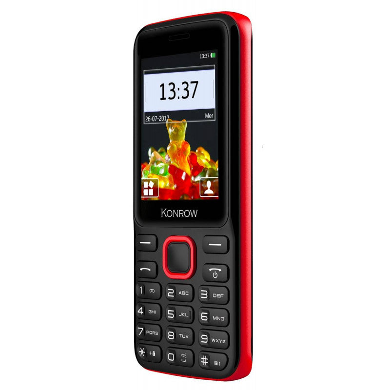 Konrow Sweet - Compact - Ecran 2.4'' - Double Sim - Radio FM - Noir / Rouge