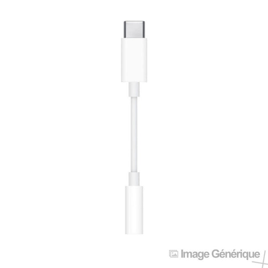 Apple MU7E2 - Adaptateur USB Type-C vers Jack 3.5mm - Blanc (Original, Blister)