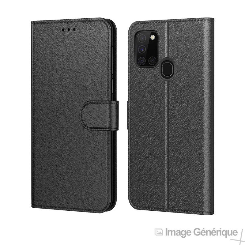 Étui à Rabat Similicuir pour Samsung Galaxy A21S - Noir (Blister)