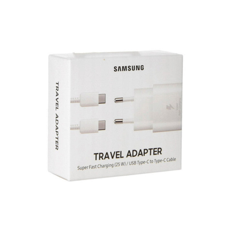 Samsung - Chargeur Secteur, Adaptateur USB Type C Fast Charge 25W & Câble USB Type C - Blanc (Emballage Original)