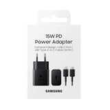 Samsung EP-T1510XBE - Chargeur Secteur Complet - Adaptateur 15W & Câble USB Type-C vers Type-C - Noir - Emballage Original