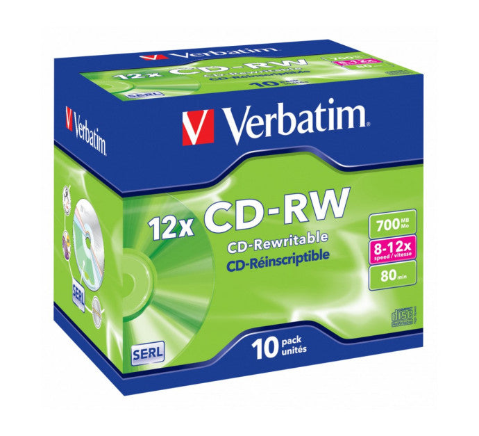 Pack de 10 cd-rw 4x-10x 700MO verbatim