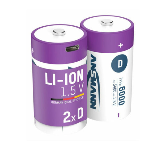 ANSMANN Accu lithium Mono D, 2 pièces, rechargeables, 1,5 V