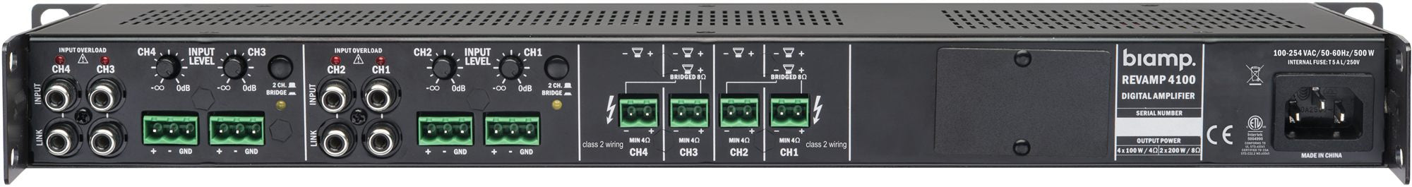 Biamp Professional 4 Channel Class-D Power Amplifier (4x 110W/4 Ohms)