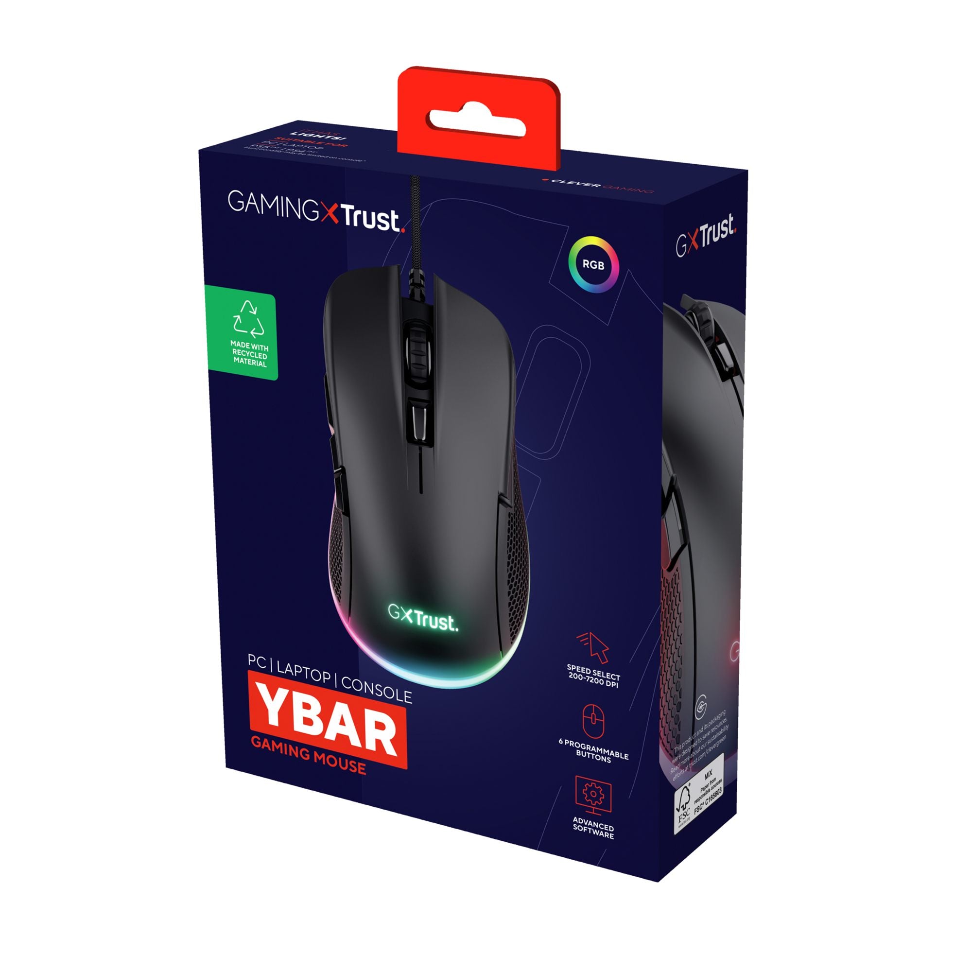 TRUST Souris gaming filaire YBAR noire