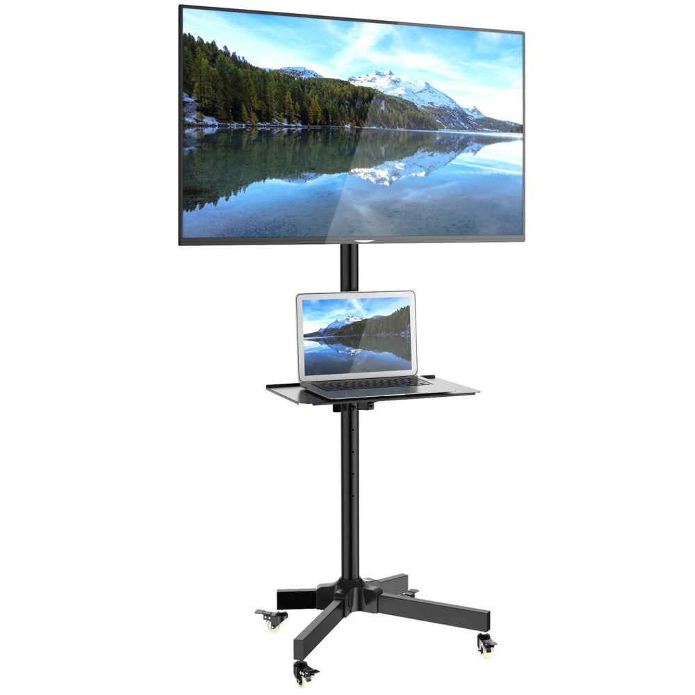 "Techly ICA-TR21 Support TV mobile 23-55"" jusqu'a 55kg étagere AV réglable"