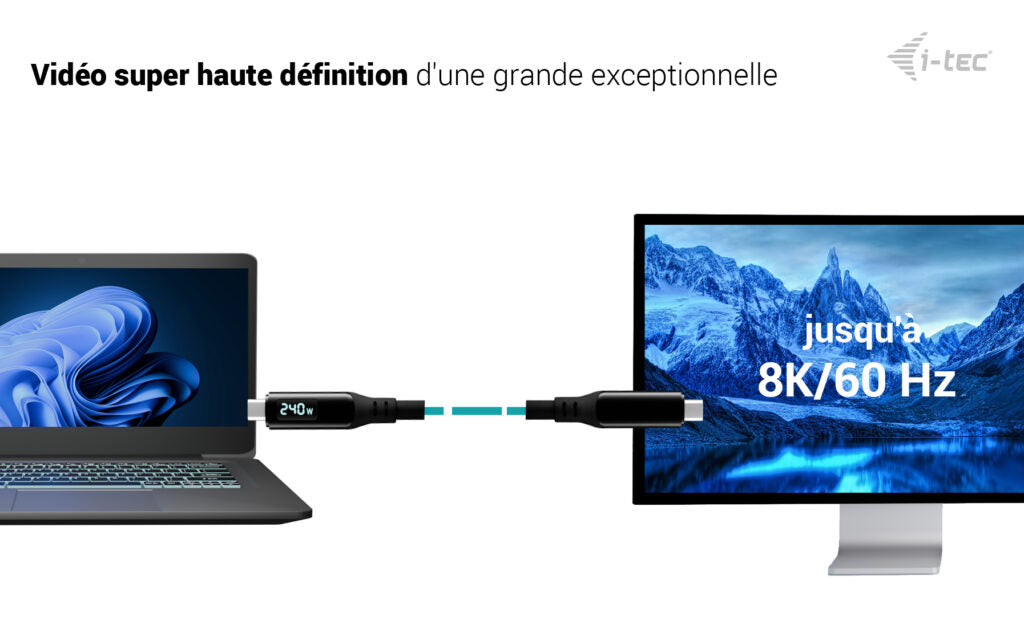 I-TEC Thunderbolt 4/USB4 Class Pro Cable 240W with LCD 40 Gbps 150 cm