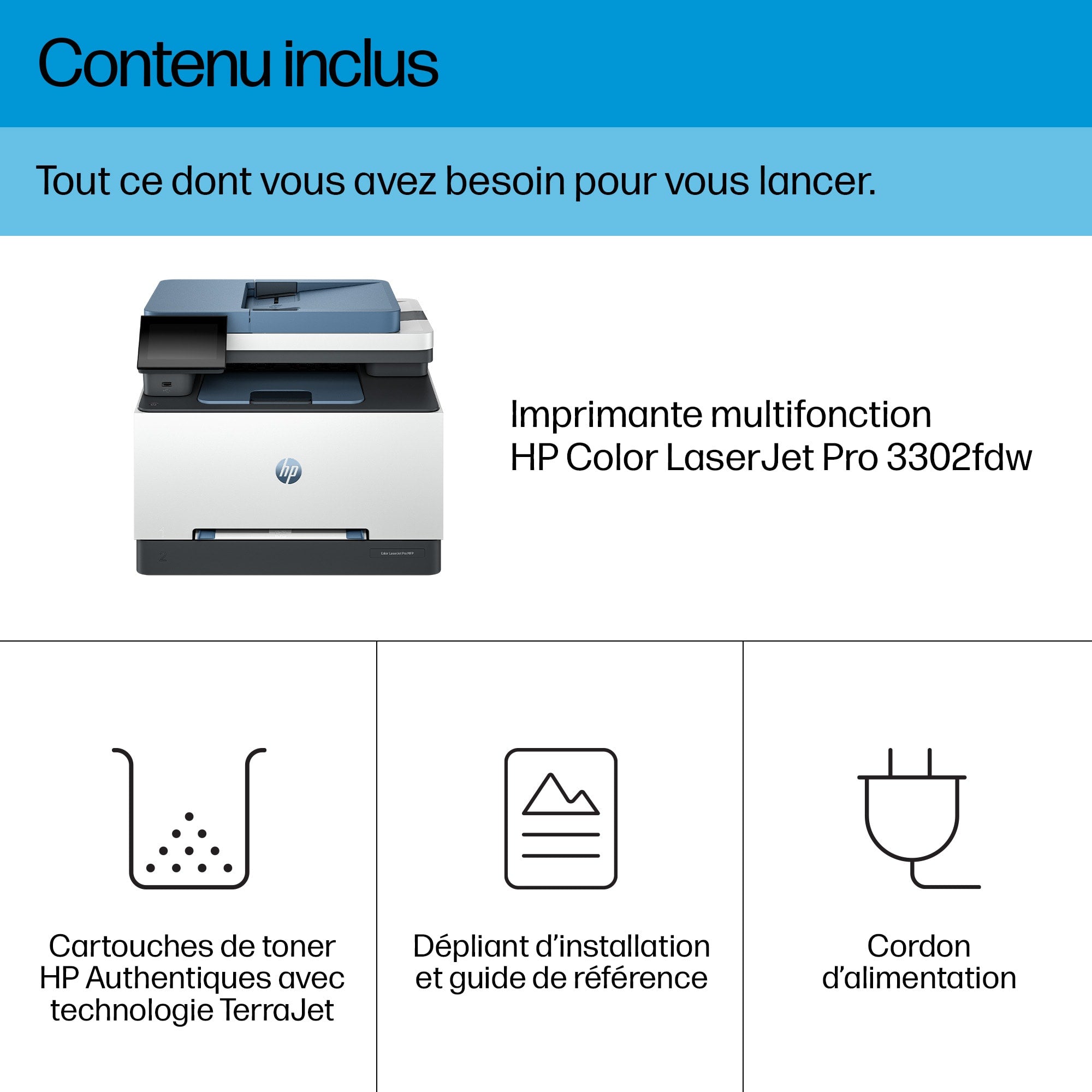 HP Color LaserJet Pro MFP 3302fdw Multifunction printer 216x356mm A4 25ppm 250 Sheets LAN USB 2.0 Wi-Fi