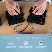 R-GO TOOLS Clavier ergo Split Break v2, divisé, filaire noir