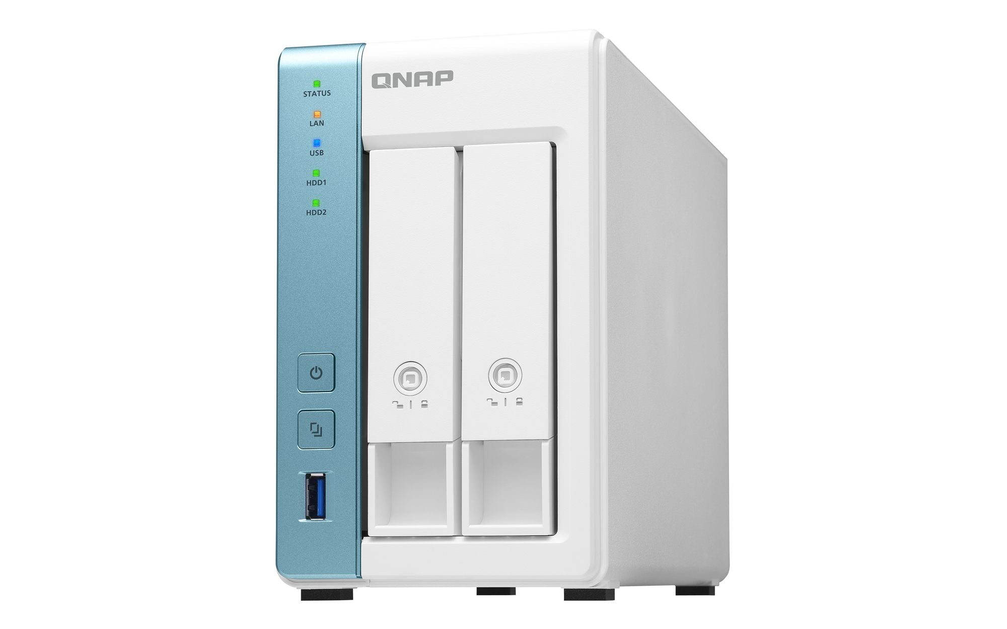QNAP TS-231P3 NAS Tower Annapurna Labs Alpine AL-214 2 Go DDR3 0 To QNAP QTS Turquoise, Blanc