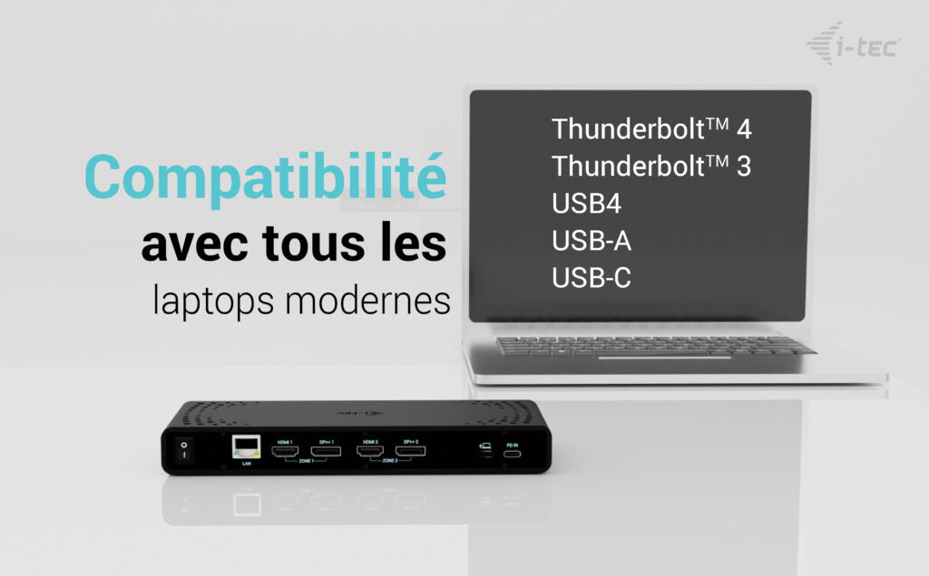 I-TEC Universal Dual 4K Display Docking Station PD 85W + USB-C Charger 100W