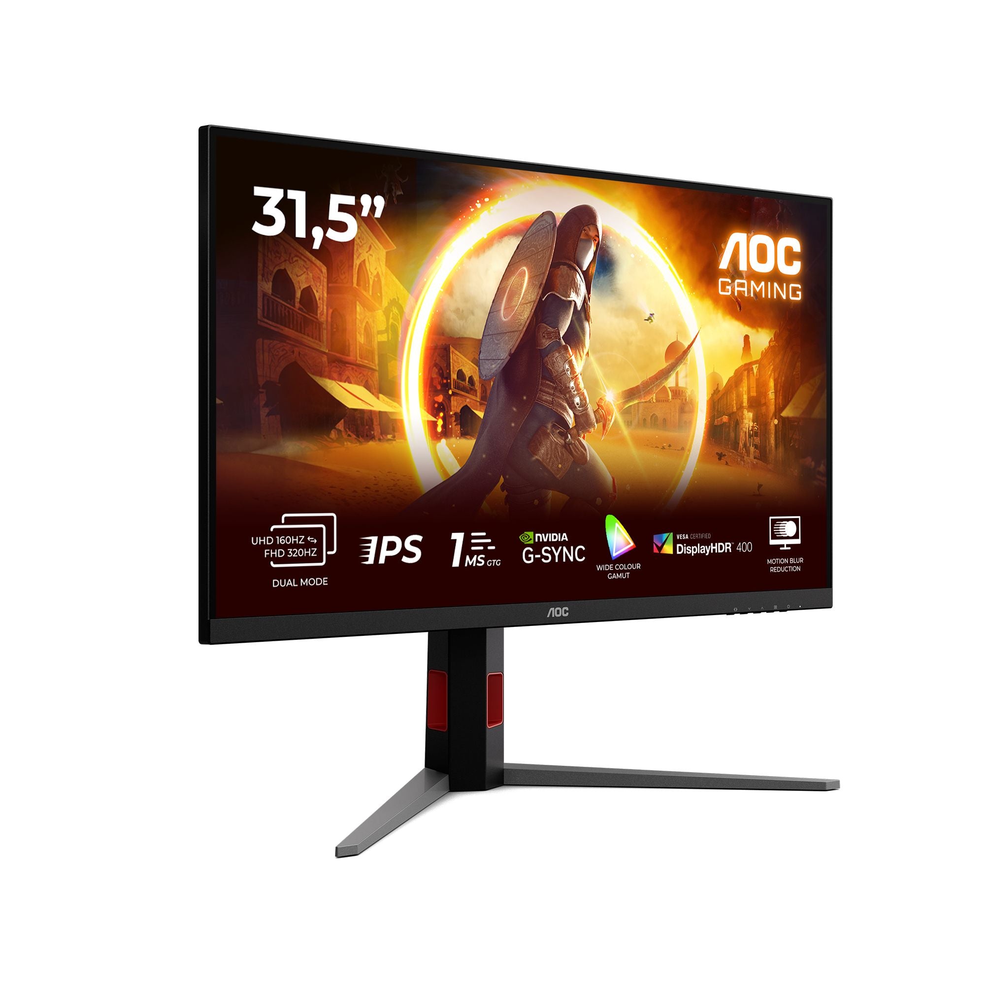 AOC U32G4U Ecran gaming 31.5p 3840x2160 16:9 Fast IPS 160Hz HAS 130mm HDMI x 2x 2.1 DP x 1x 1.4