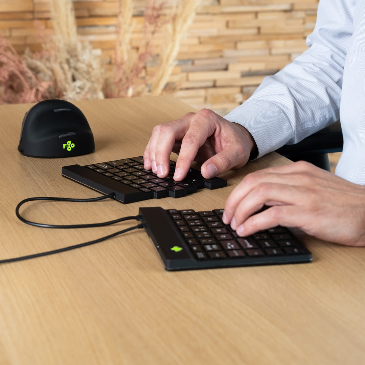 R-GO TOOLS Clavier ergo Split Break v2, divisé, filaire noir