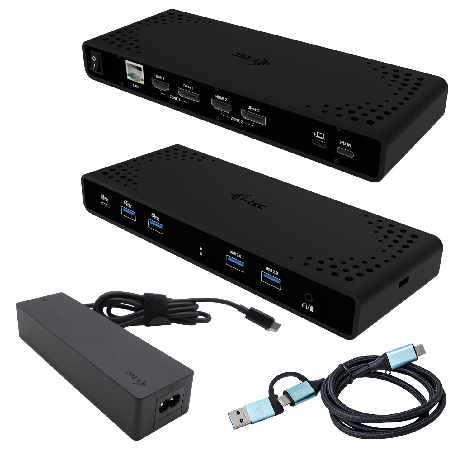 I-TEC Universal Dual 4K Display Docking Station PD 85W + USB-C Charger 100W