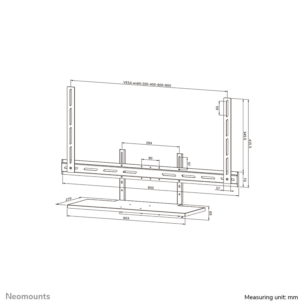 NEOMOUNTS Keyboard shelf kit VESA max 2.5kg universal