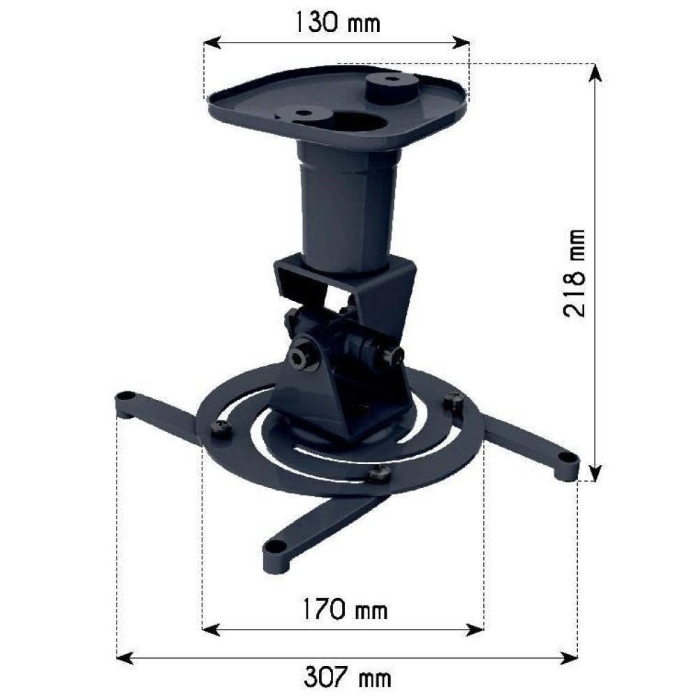 Support de projecteur au plafond rotatif noir Techly ICA-PM 100BK 22cm