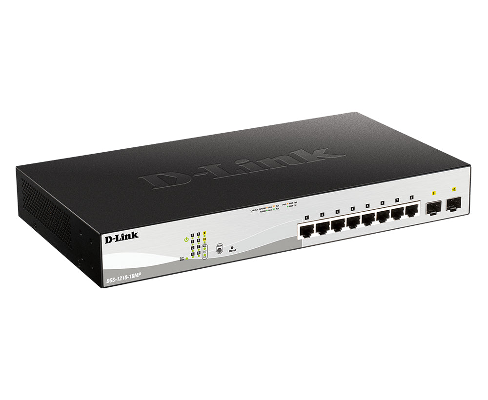 D-LINK 10-Port Layer2 PoE+ Smart Managed Gigabit Switch 8 x 10/100/1000Mbps TP RJ-45 PoE Port Port 1-8 802.3at Power-over-Eth