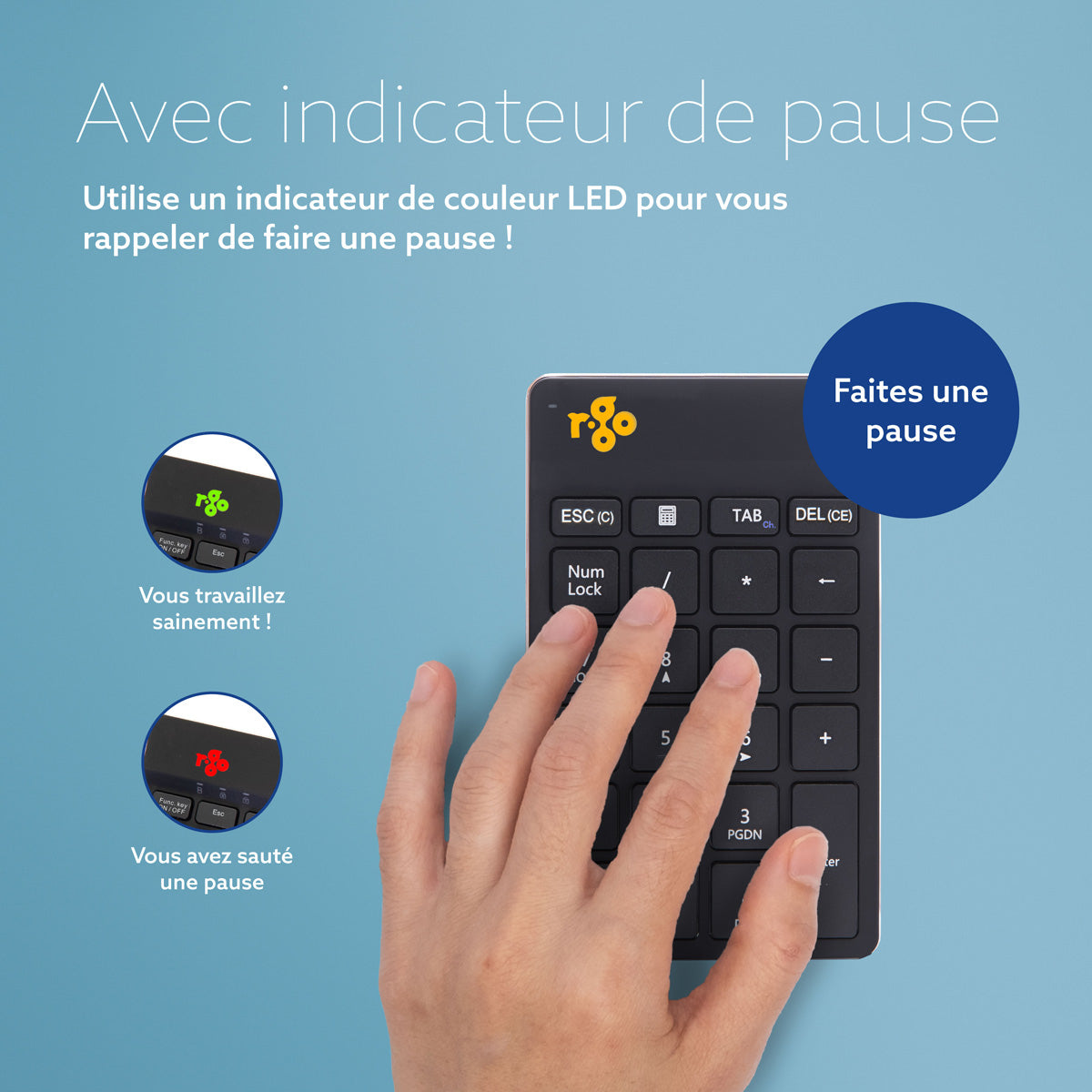 R-GO TOOLS Pavé numérique Numpad Break, Bluetooth noir