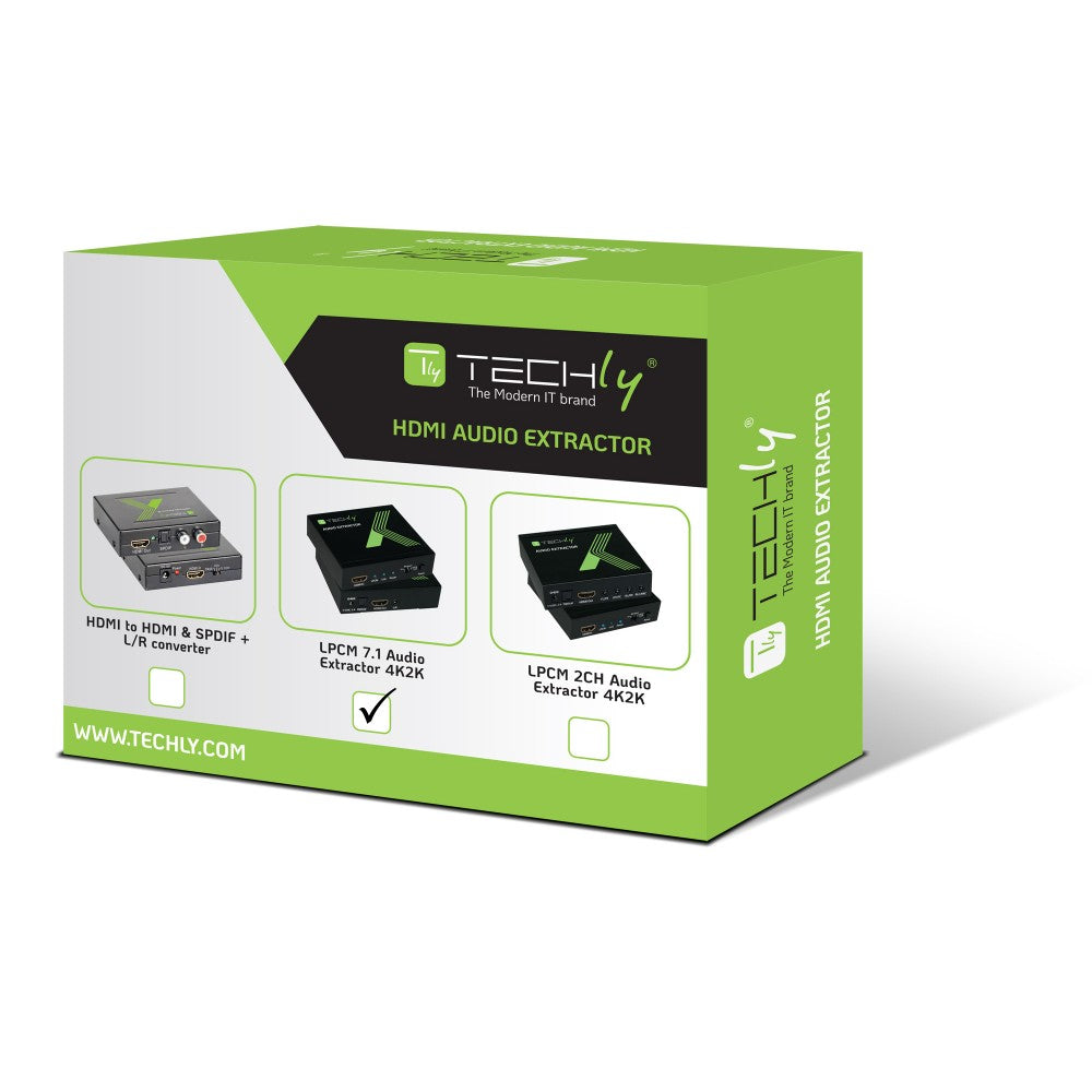 Techly IDATA HDMI-EA74K Extracteur audio SPDIF 5.1CH, analogique 3.5mm 7.1CH HDMI 4K30Hz