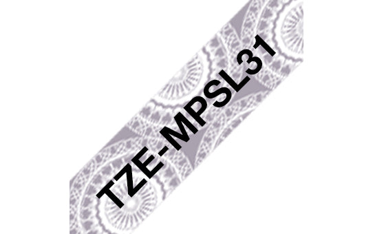 BROTHER Ruban laminé Noir sur Motifs Dentelle Argent 12mm (4m)