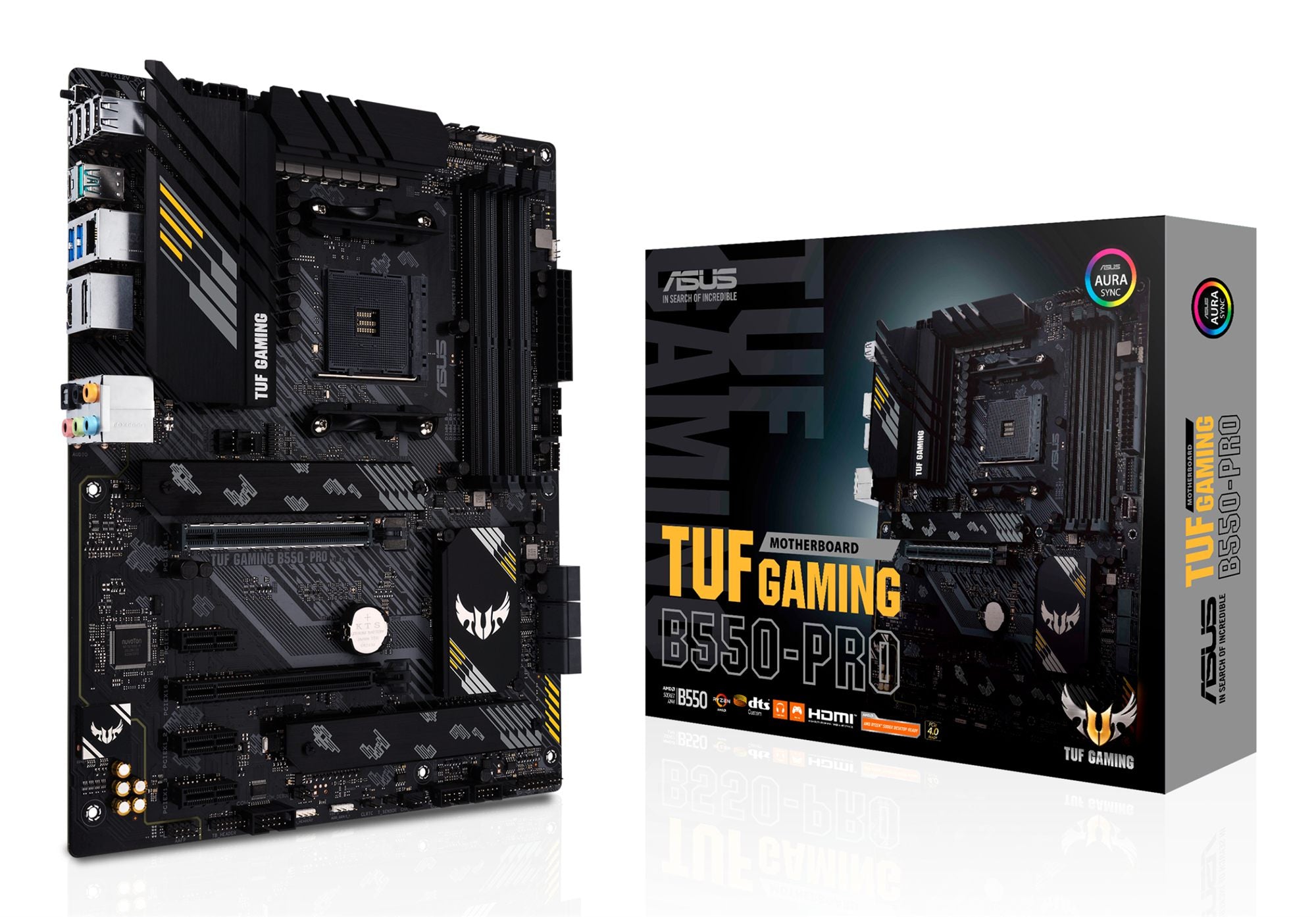 ASUS TUF GAMING B550-PRO AM4 PCIe 4.0 dual M.2 x16 SATA 6Gbps 2.5Gb Ethernet HDMI DisplayPort