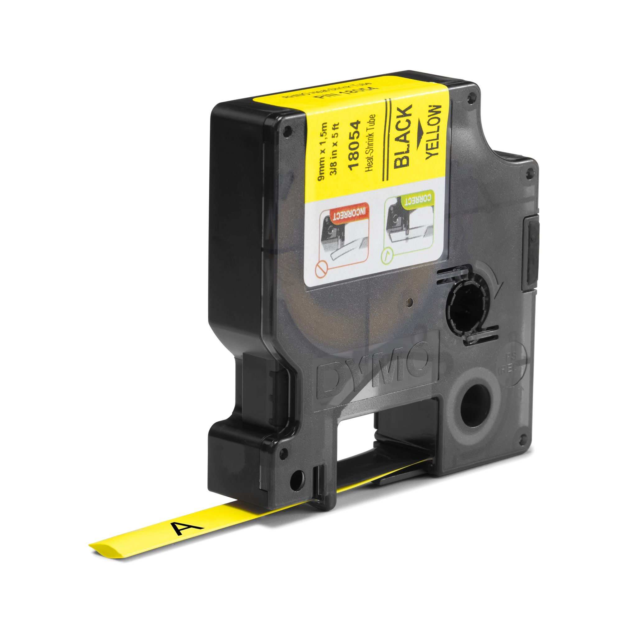 DYMO Rhino Etiquette industrielle gaine thermorétractable 9mm x 1,5m noir/jaune