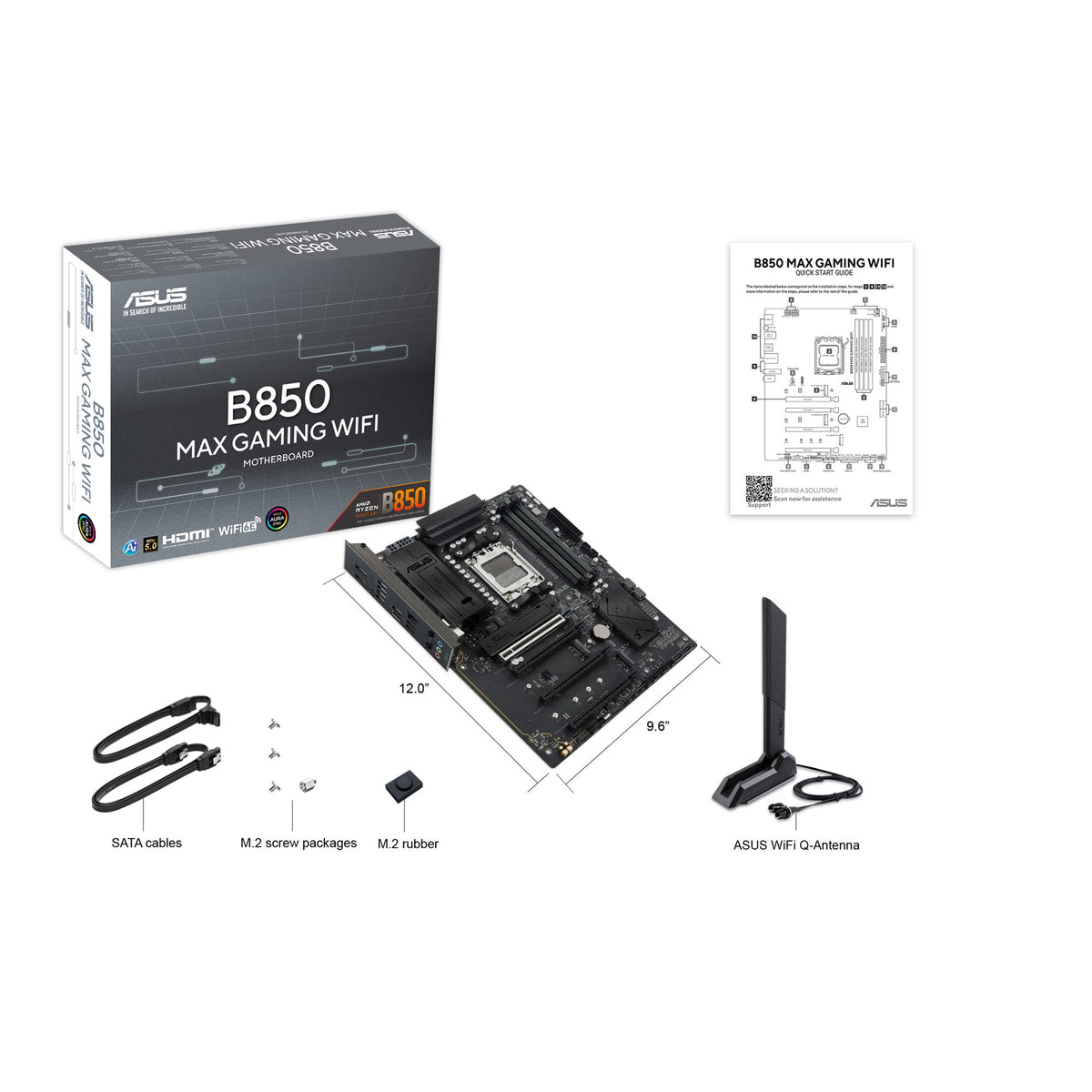 ASUS B850 MAX GAMING WIFI ATX motherboard 4xDDR5 1xPCIe 5.0 3xM.2 1xHDMI 1xDisplayPort 4xSATA