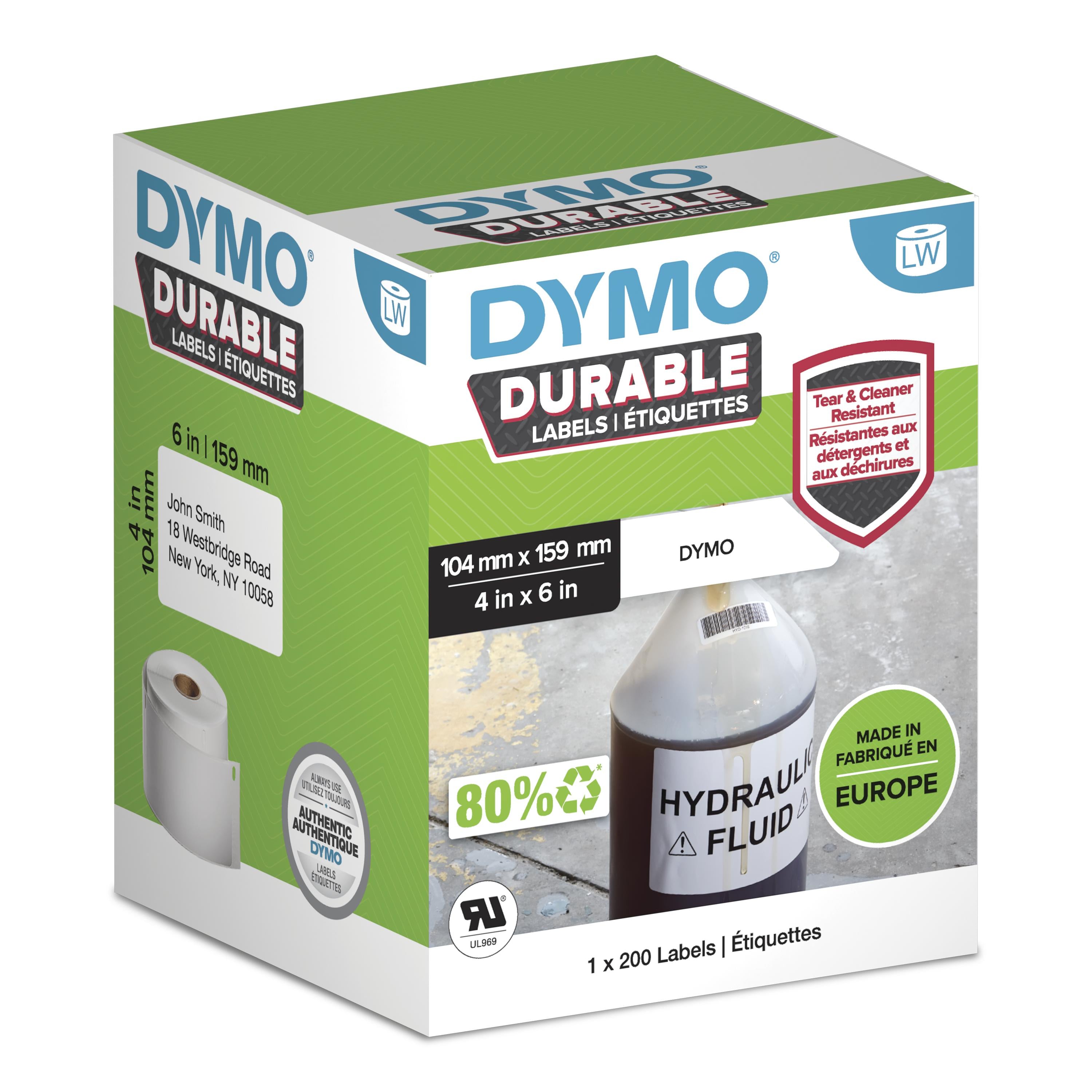 DYMO Etiquettes noir sur blanc 104x159m, 200 pcs pour LW450/