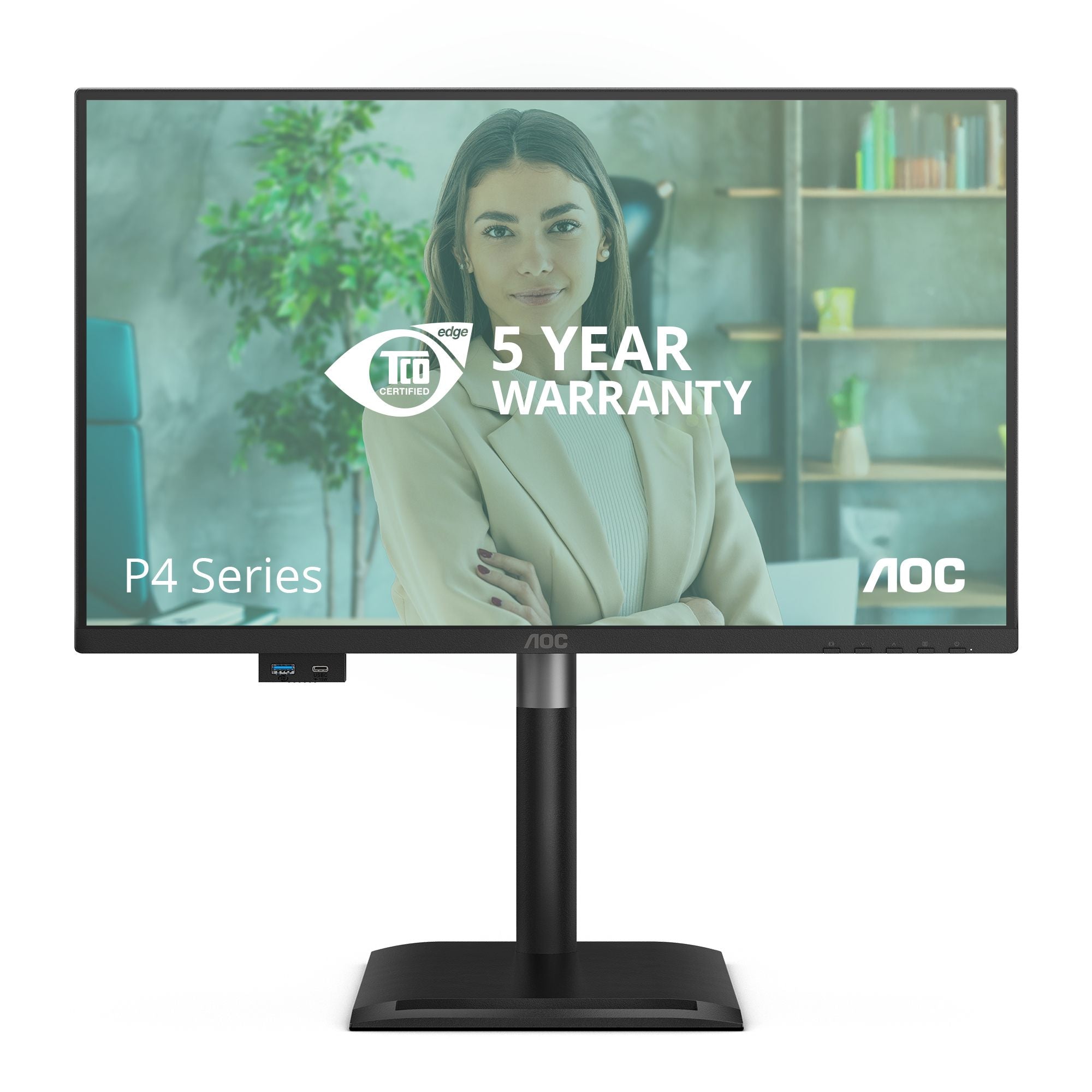AOC 24P4CV 23.8p IPS FHD 120Hz 4ms HDMI DP USB C PD96W HUB USB Speakers HAS 150mm