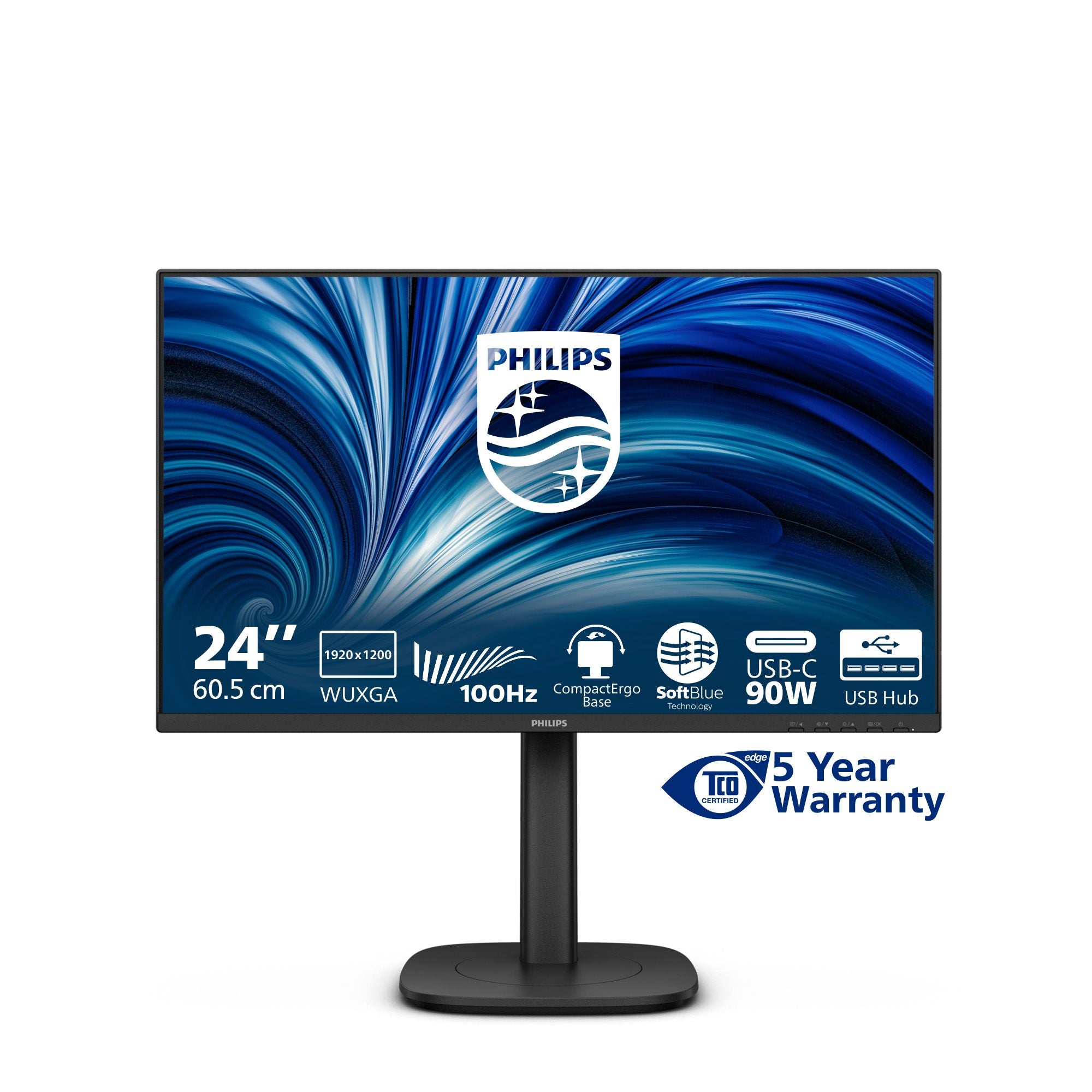PHILIPS 24p 1920x1200 100Hz IPS Flat H/A 150 MM USB C DOCKING DISPLAY Daisy chain DICOM TUV EyeSafe certified USB HUB SPEAKERS