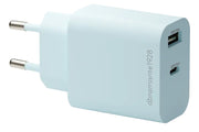 EU Wall Charger USB-C 20W+USB-A 18W BLU